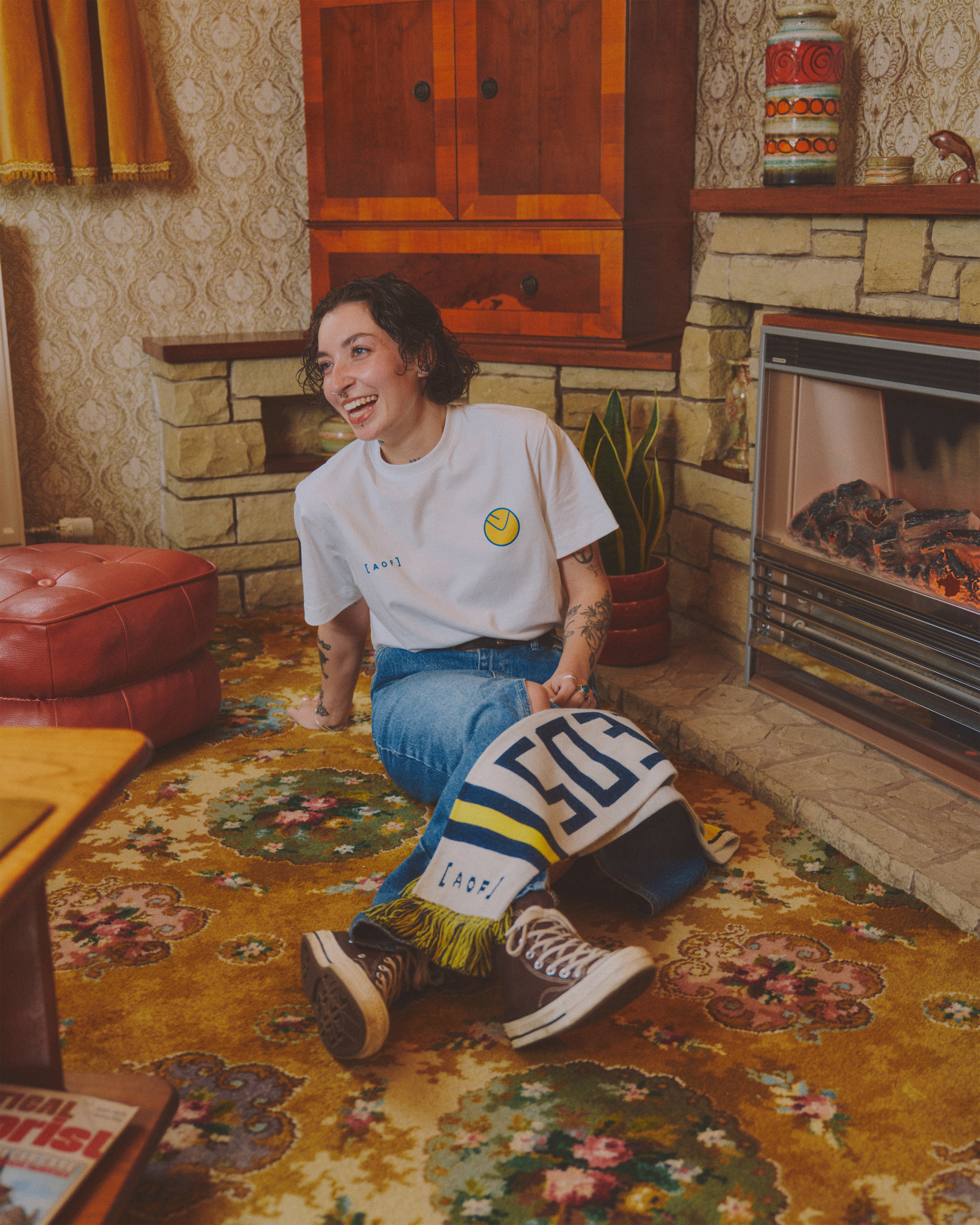 ART OF x Leeds United Smiley Tee | LUFC White Graphic Football T-shirt