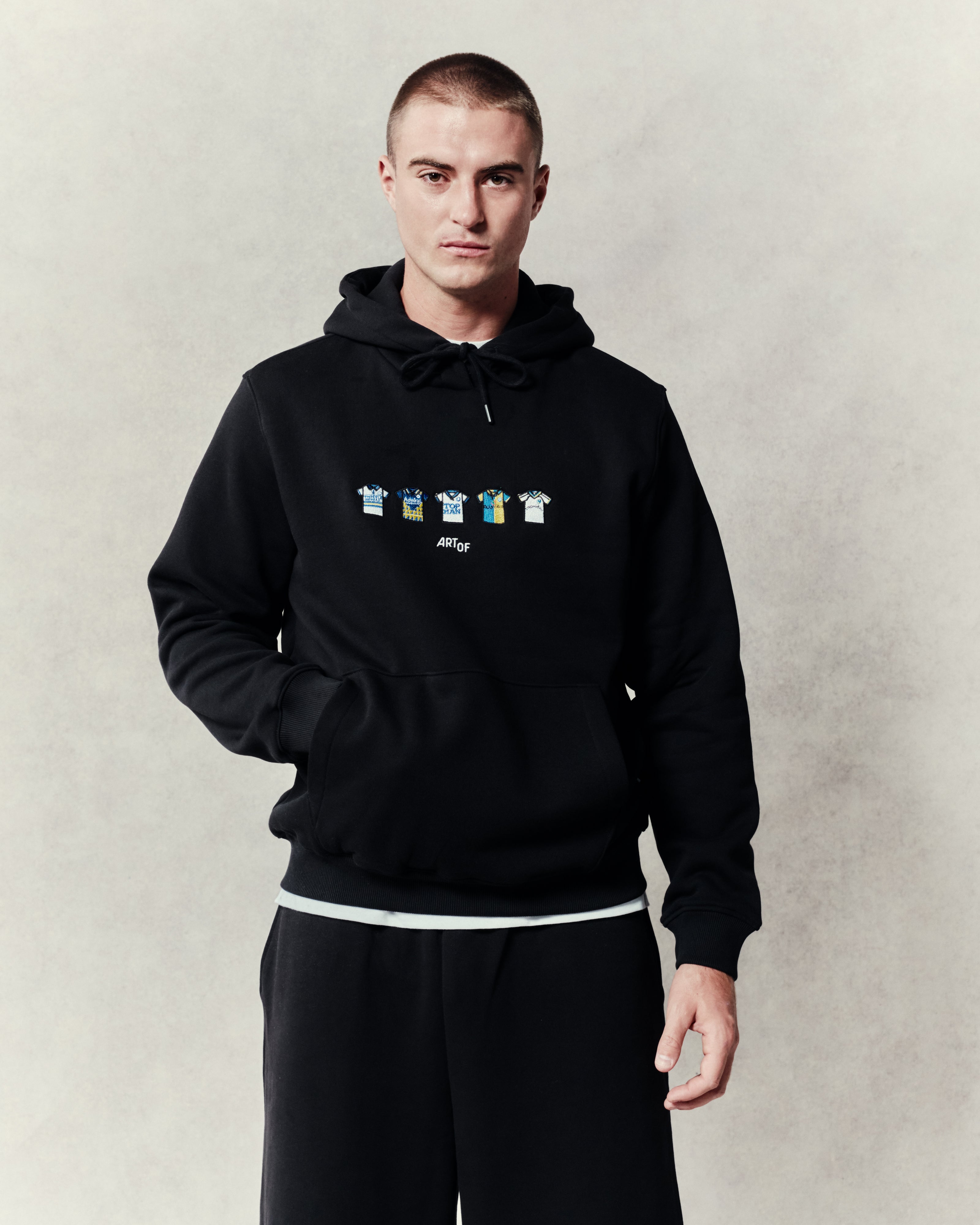 ART OF x Leeds Embroidered Classics Black Hoodie | LUFC Football Sweat