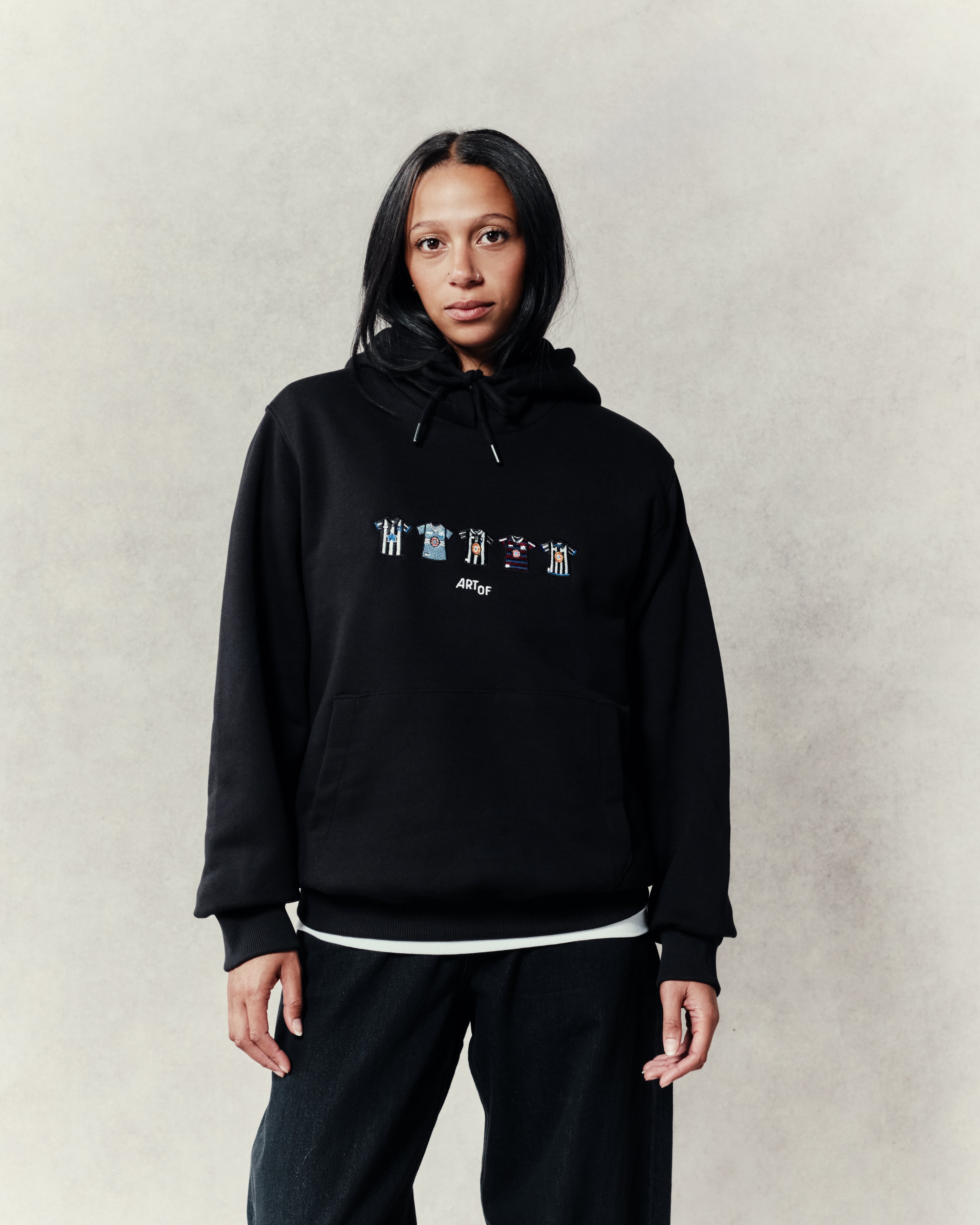 ART OF Toon Embroidered Classics | Black Hoodie | NUFC Football Sweat