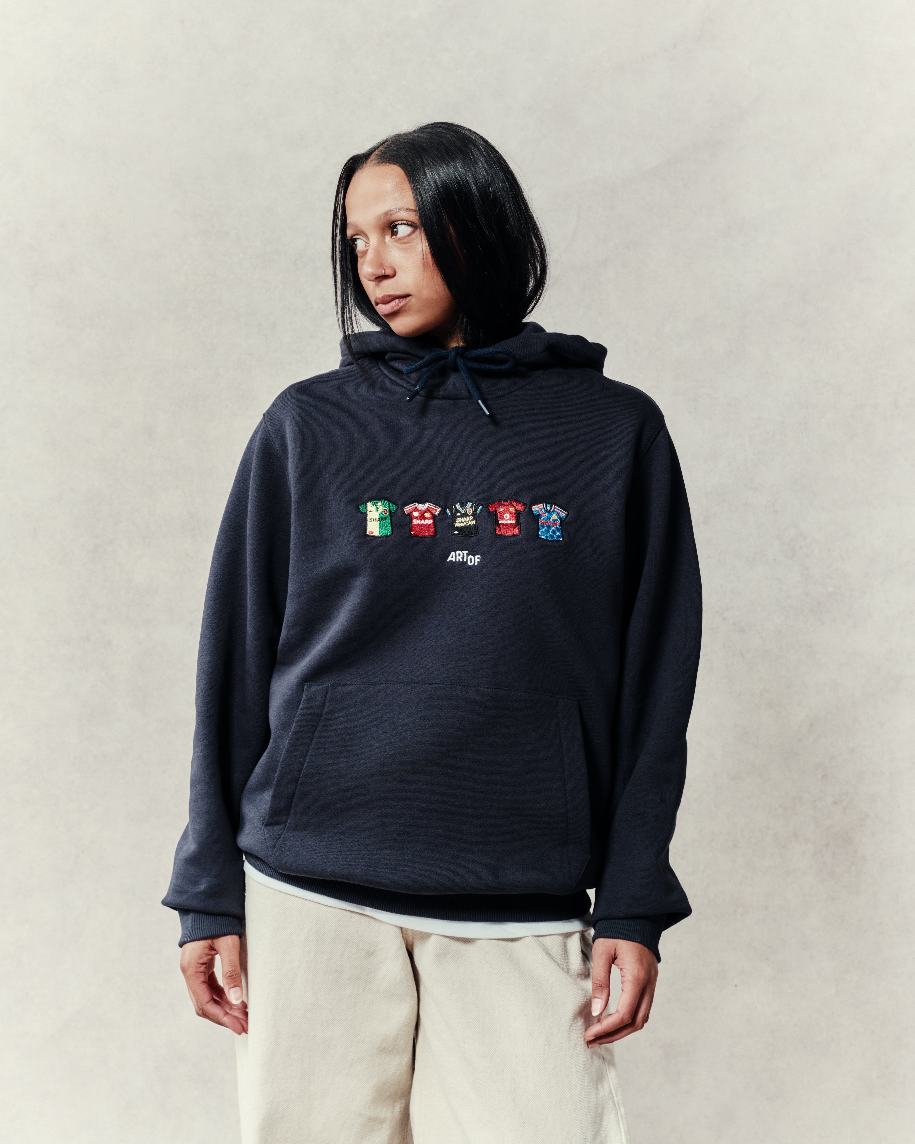 ART OF x Embroidered United Classics Navy Hoodie | MUFC Football Sweat
