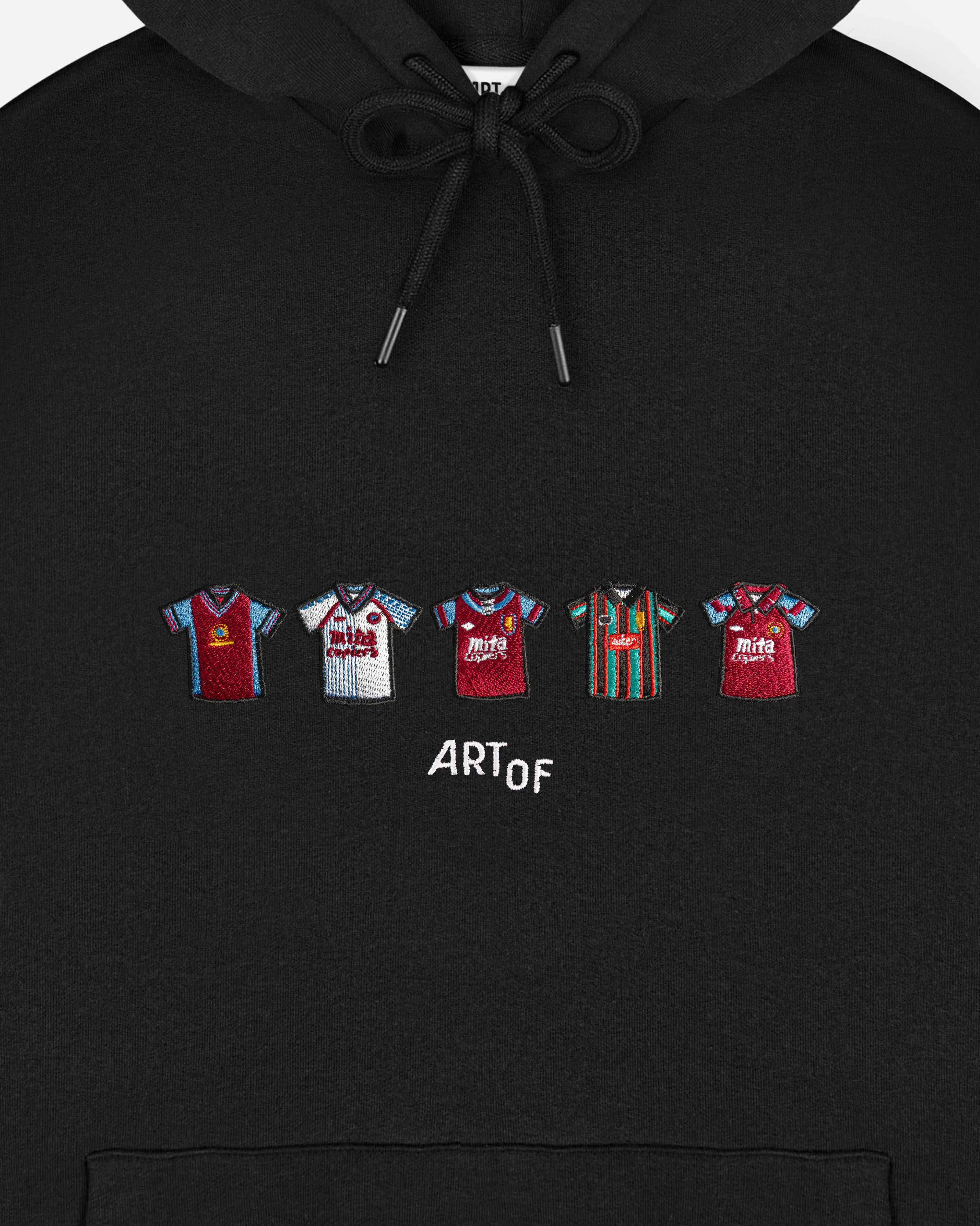 ART OF x AVFC Embroidered Classics Black Hoodie | Villa Football Sweat