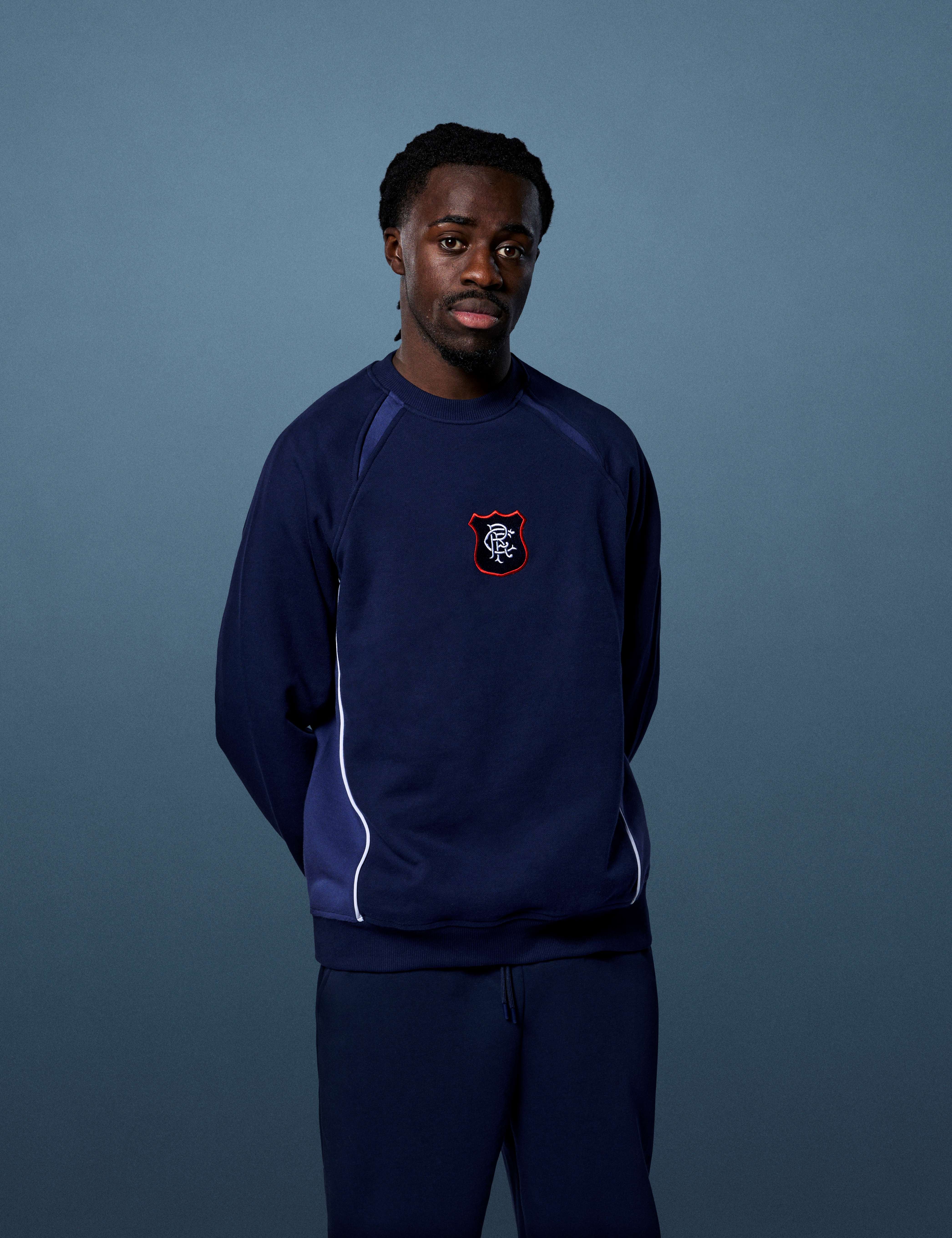 ART OF x Rangers Black Panelled Sweat | RFC Embroidered Football Merch