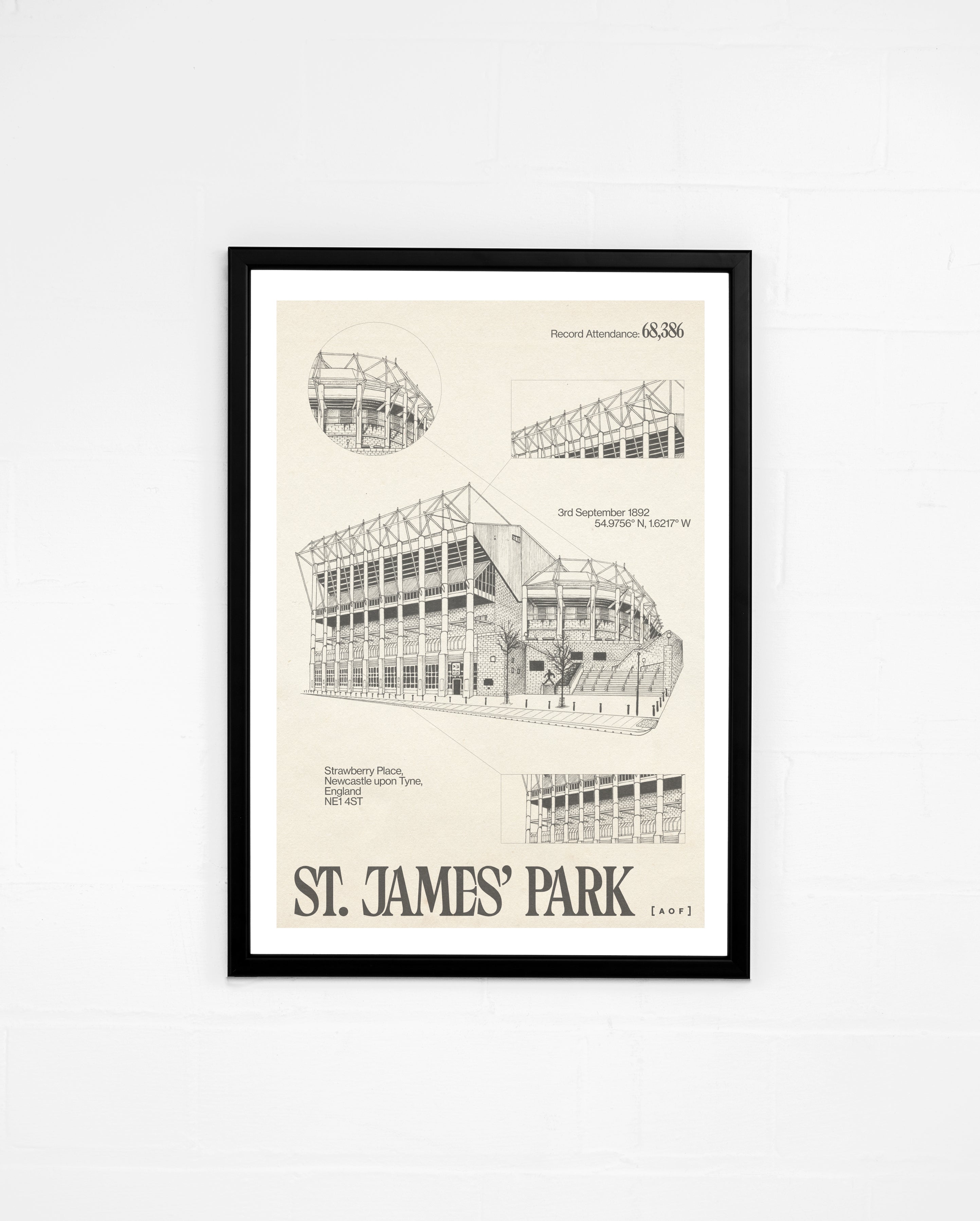 ART OF Toon Blueprint Framed Print | NUFC Football Wall Art