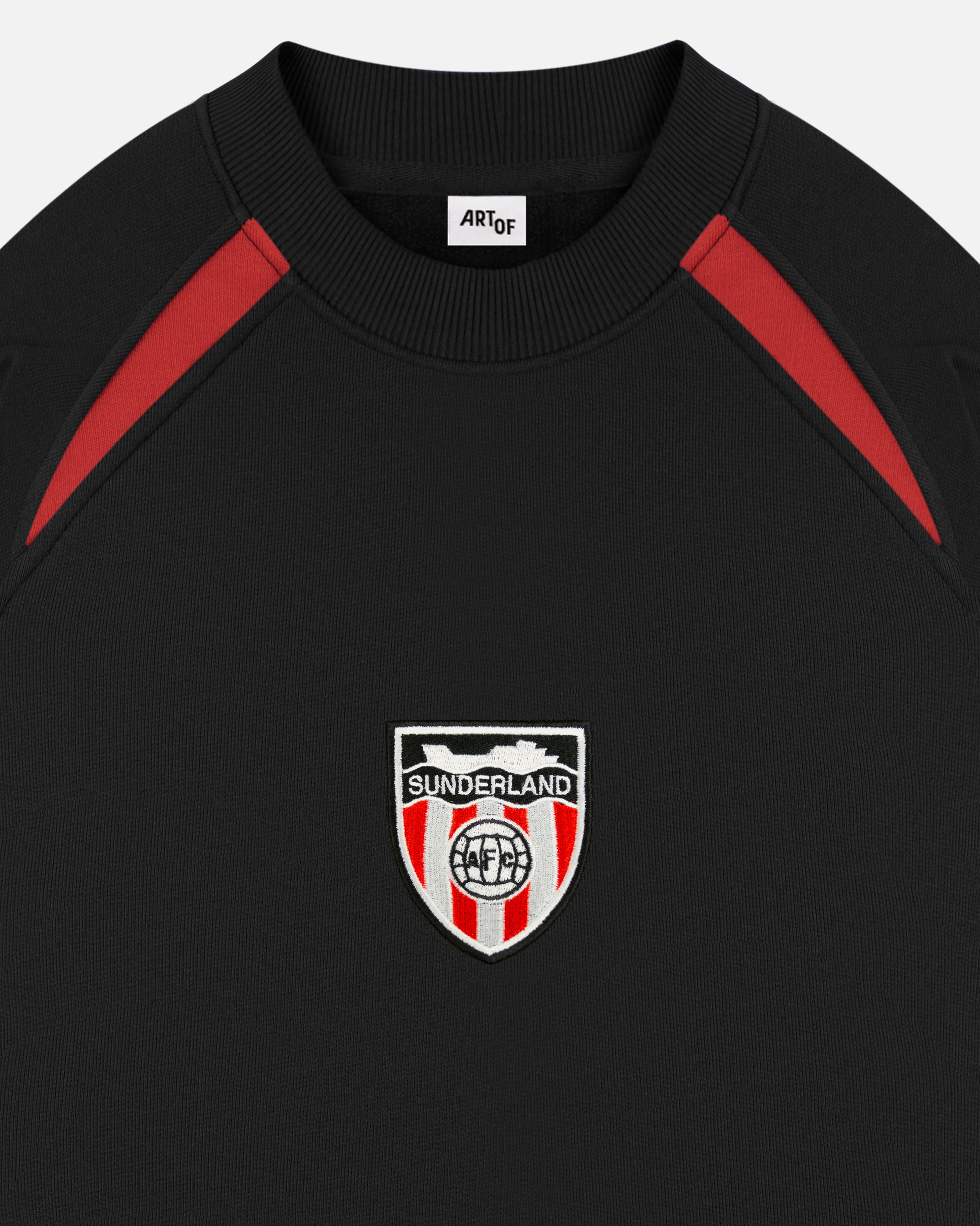 ART OF Sunderland Black Panelled Sweat | SAFC Embroidered Football Top