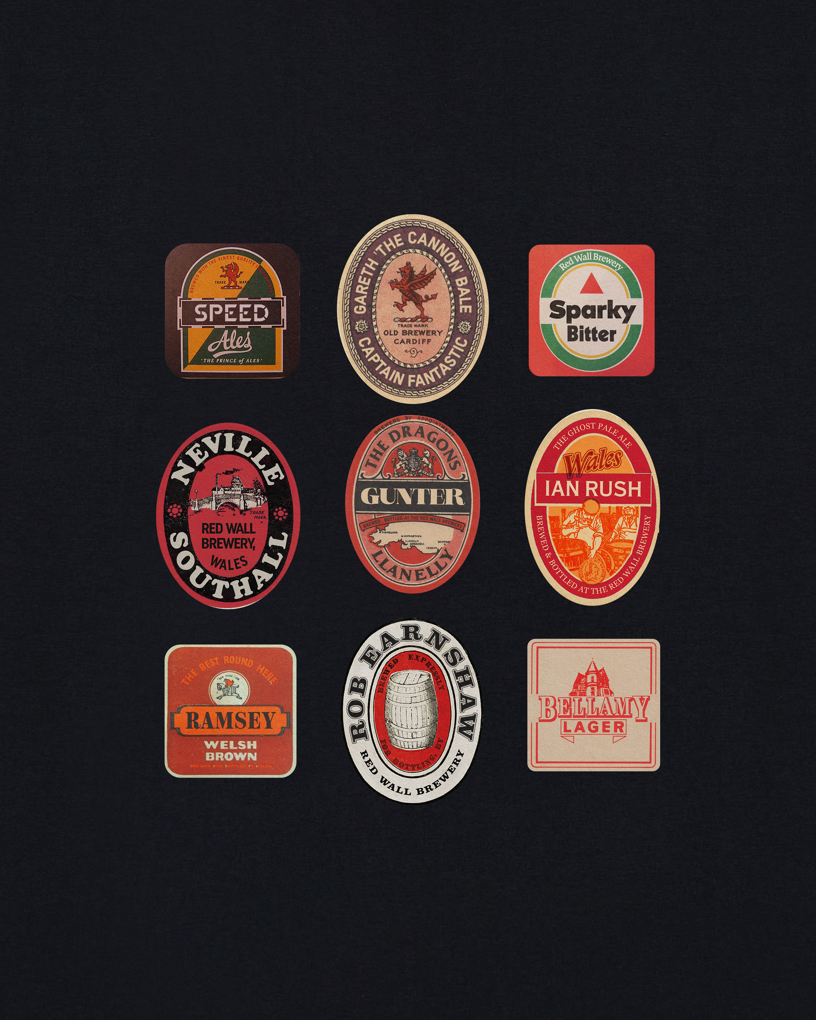ART OF Red Wall Brewery Tee | Wales Black Graphic Football T-shirt