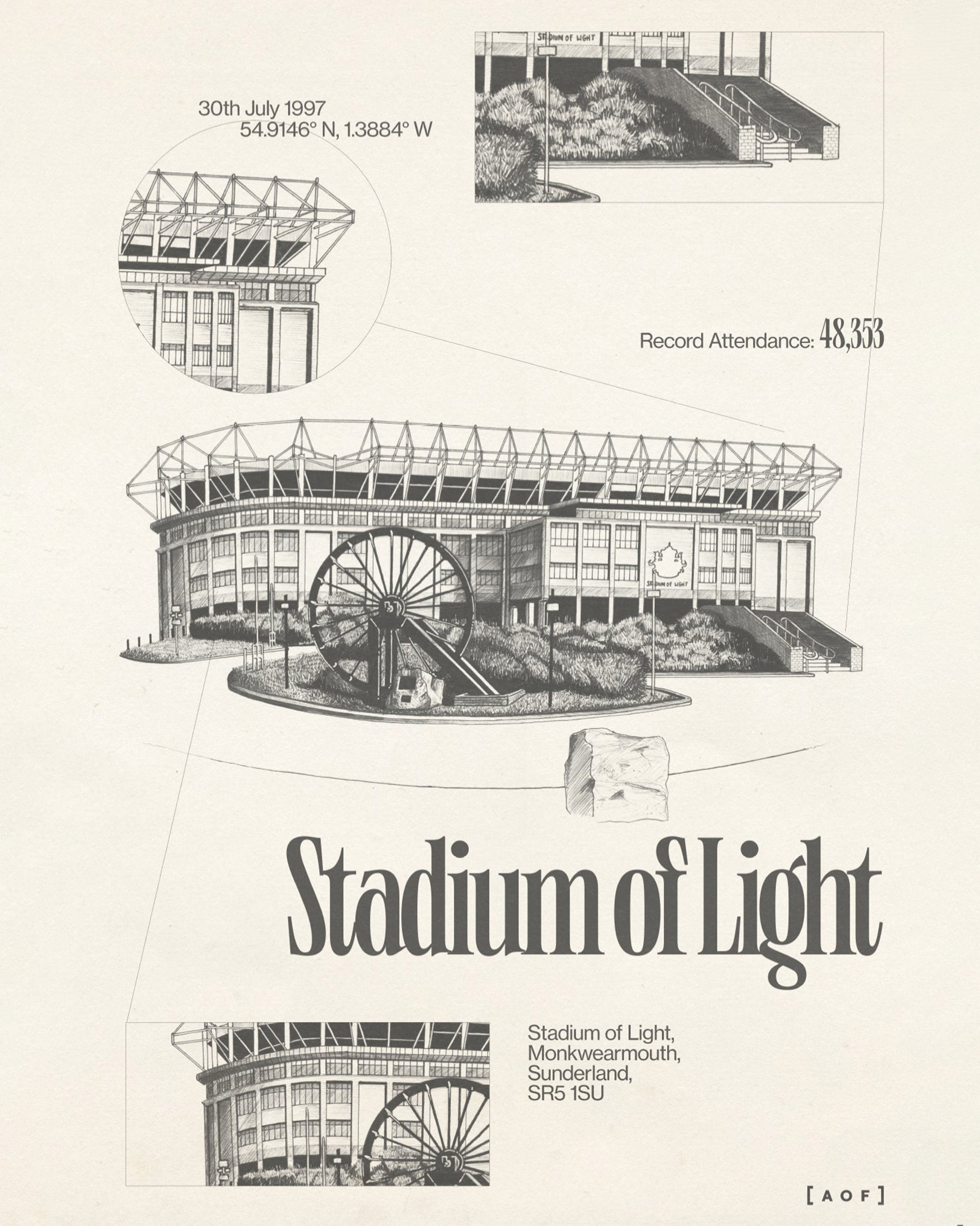 ART OF x Sunderland Black Cats Blueprint Framed Print | Football Art