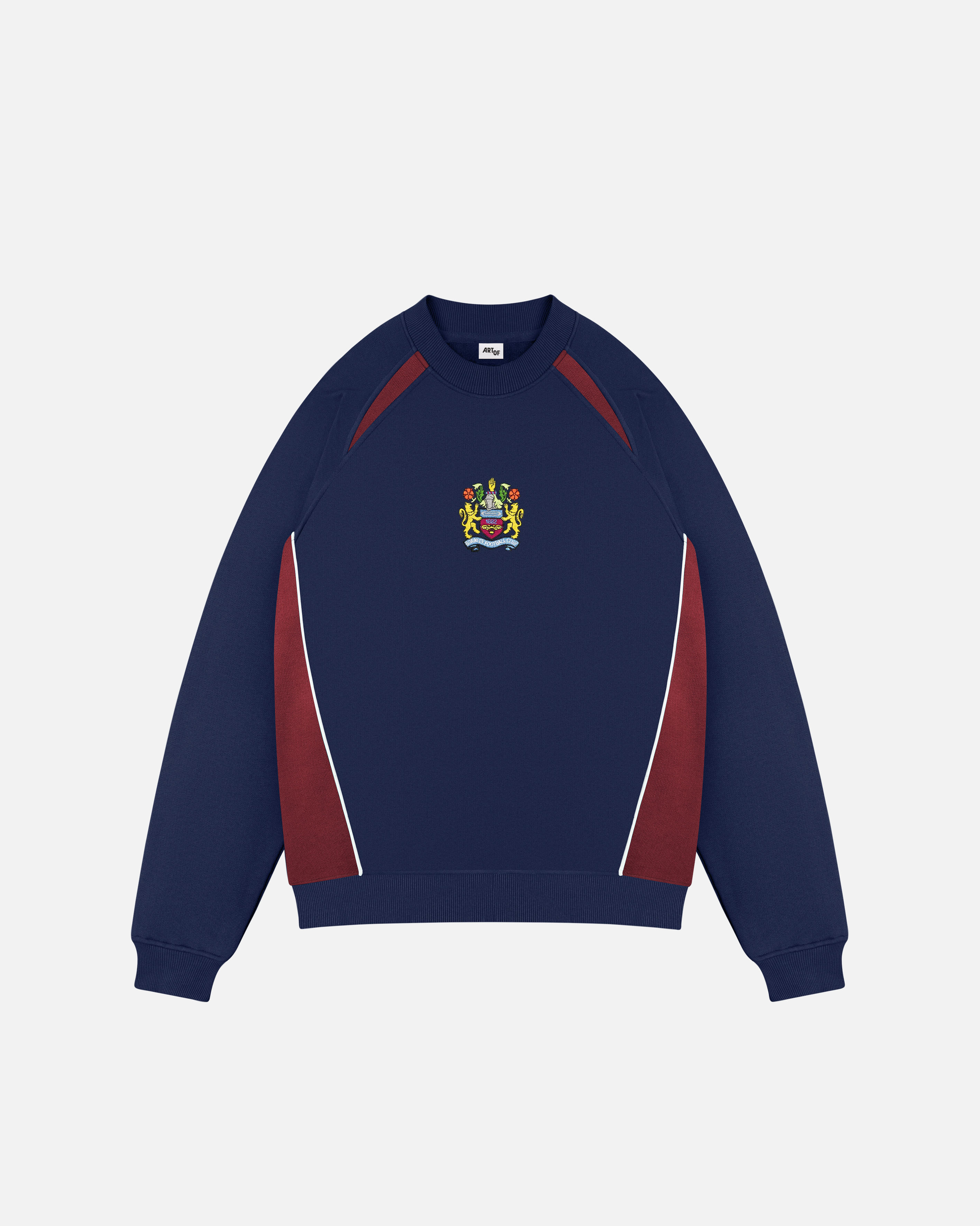 ART OF x Burnley Navy Panelled Sweat | BFC Embroidered Football Merch
