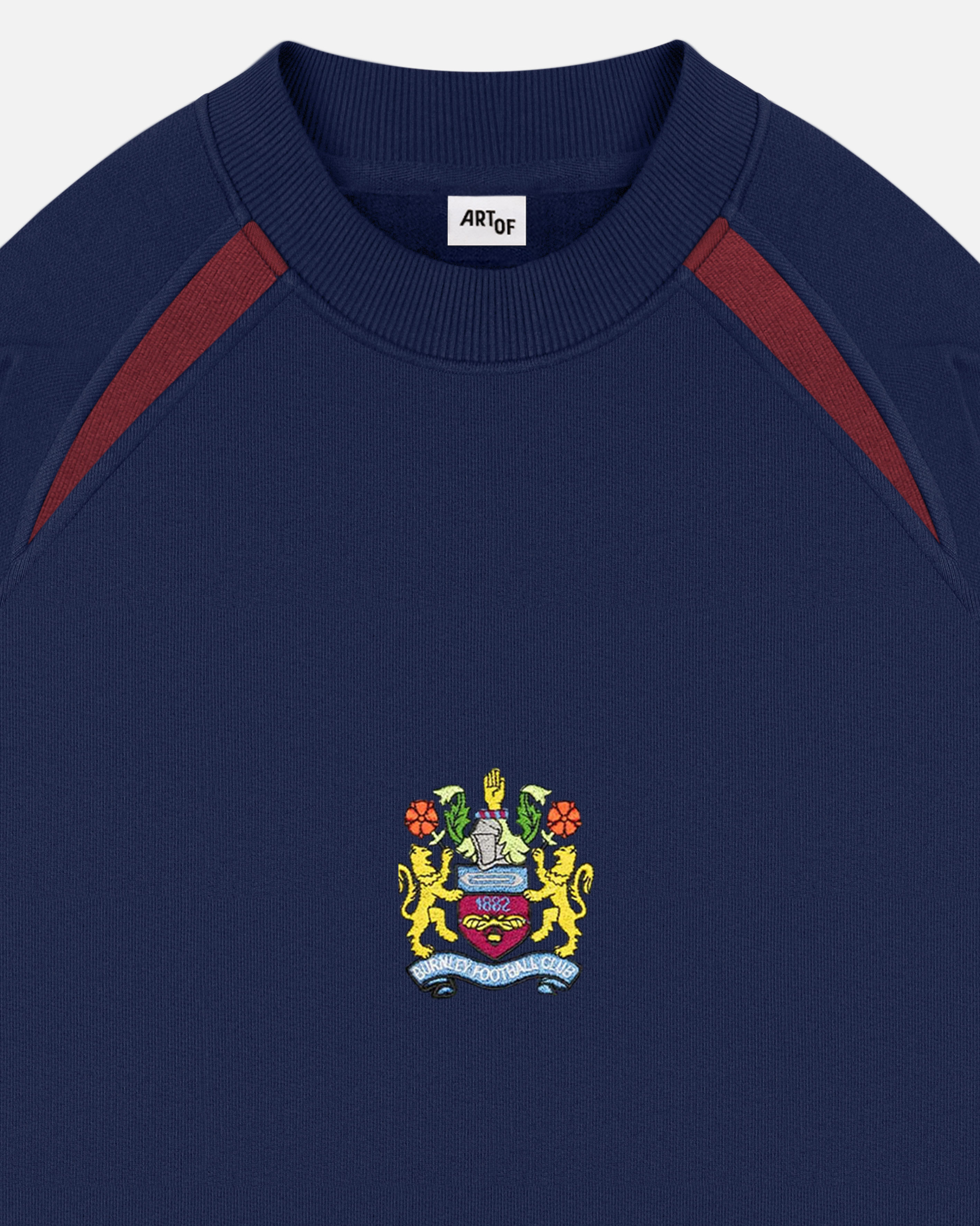 ART OF x Burnley Navy Panelled Sweat | BFC Embroidered Football Merch