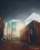 ART OF Hibernian Easter Road by Night Framed Print | Hibs Football Art