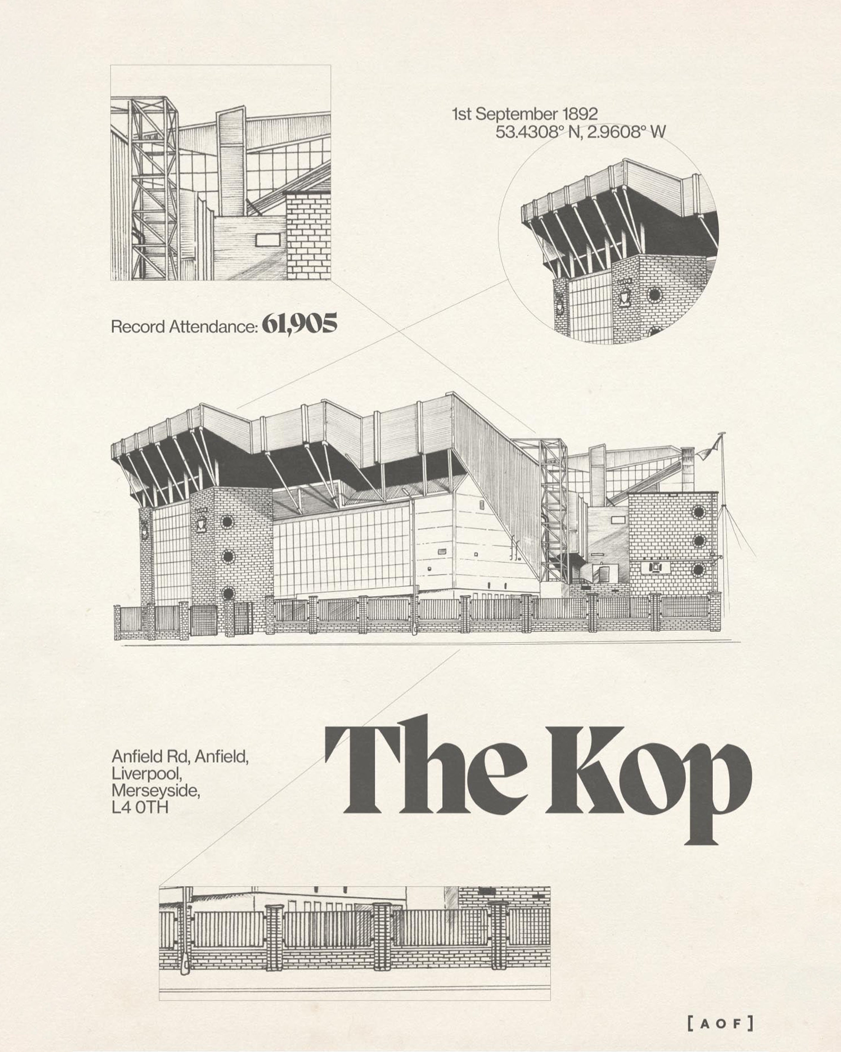 ART OF LFC The Kop Blueprint Framed Print | Football Wall Art
