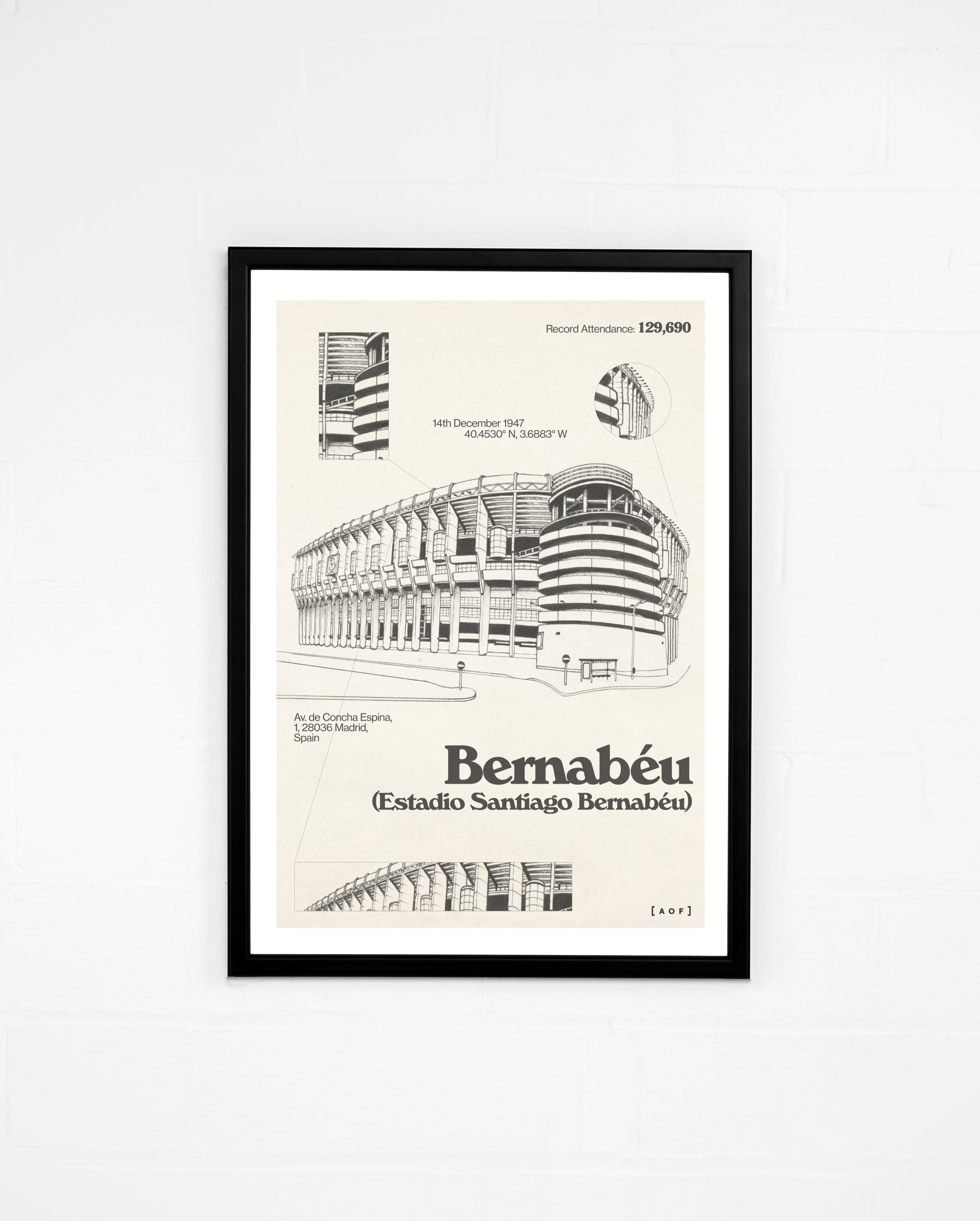 ART OF Los Blancos Blueprint Framed Print | Real Madrid Football Art