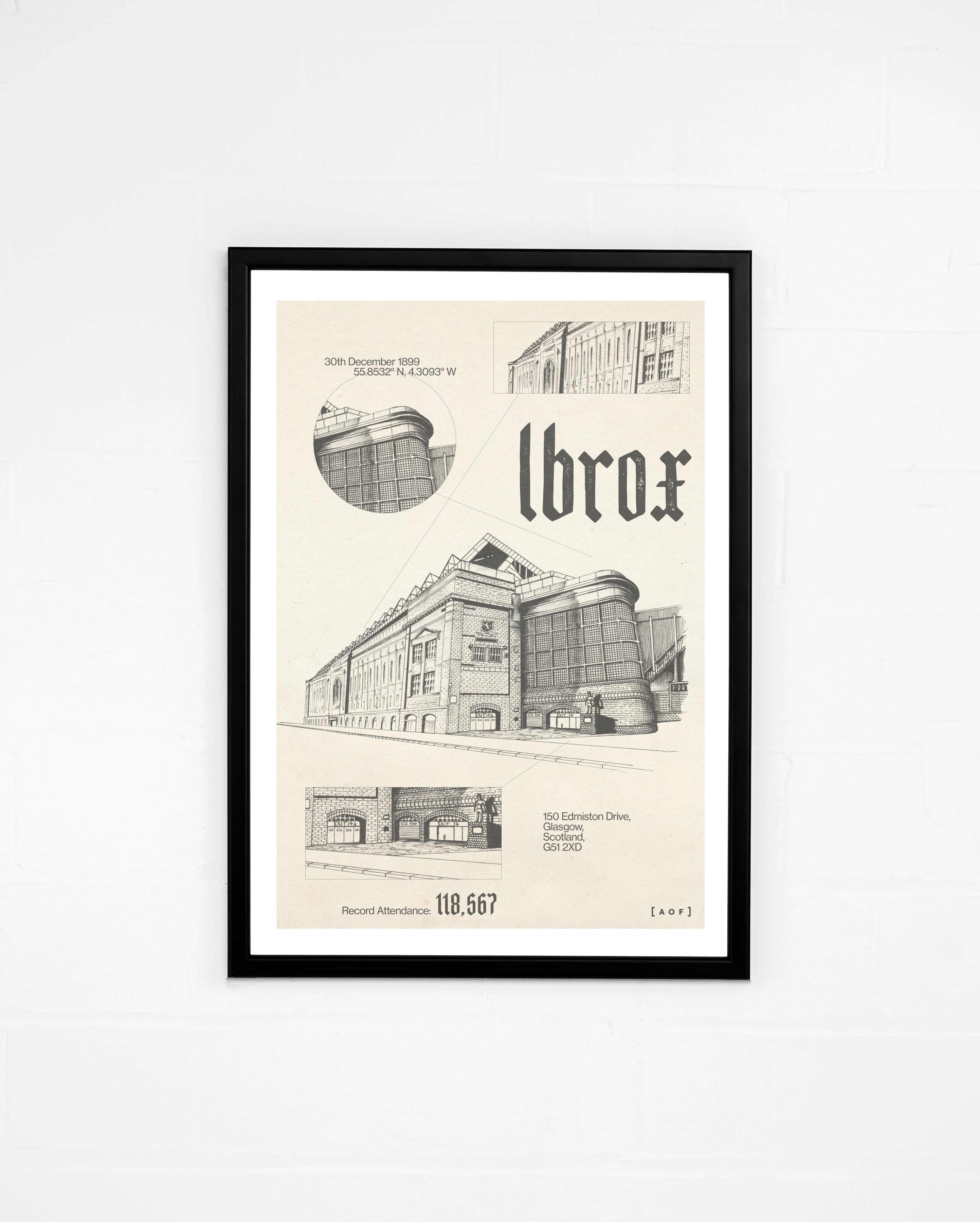ART OF Gers Blueprint Framed Print | Rangers Football Wall Art