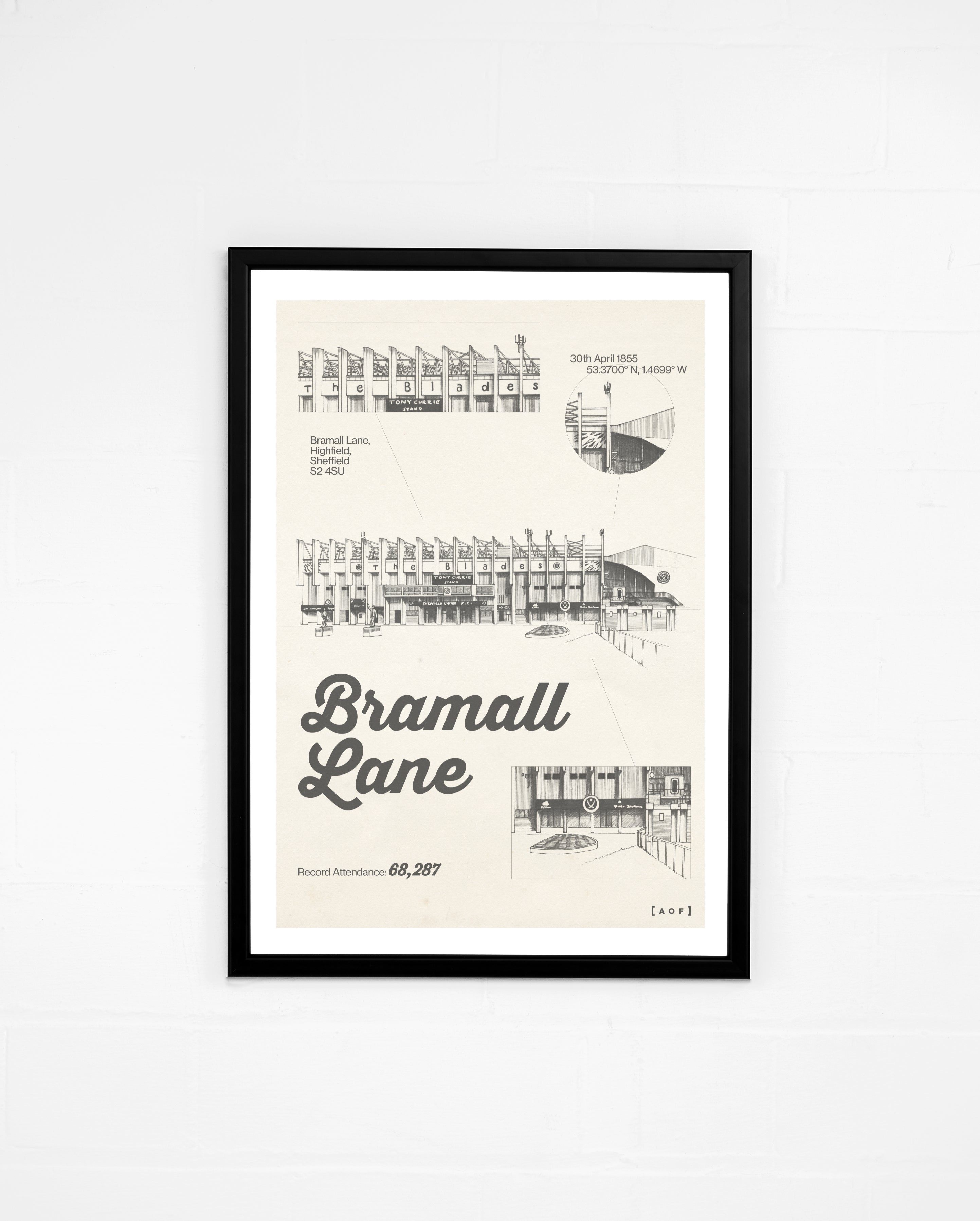 ART OF x Sheffield United Bramall Blueprint Print | SUFC Football Art