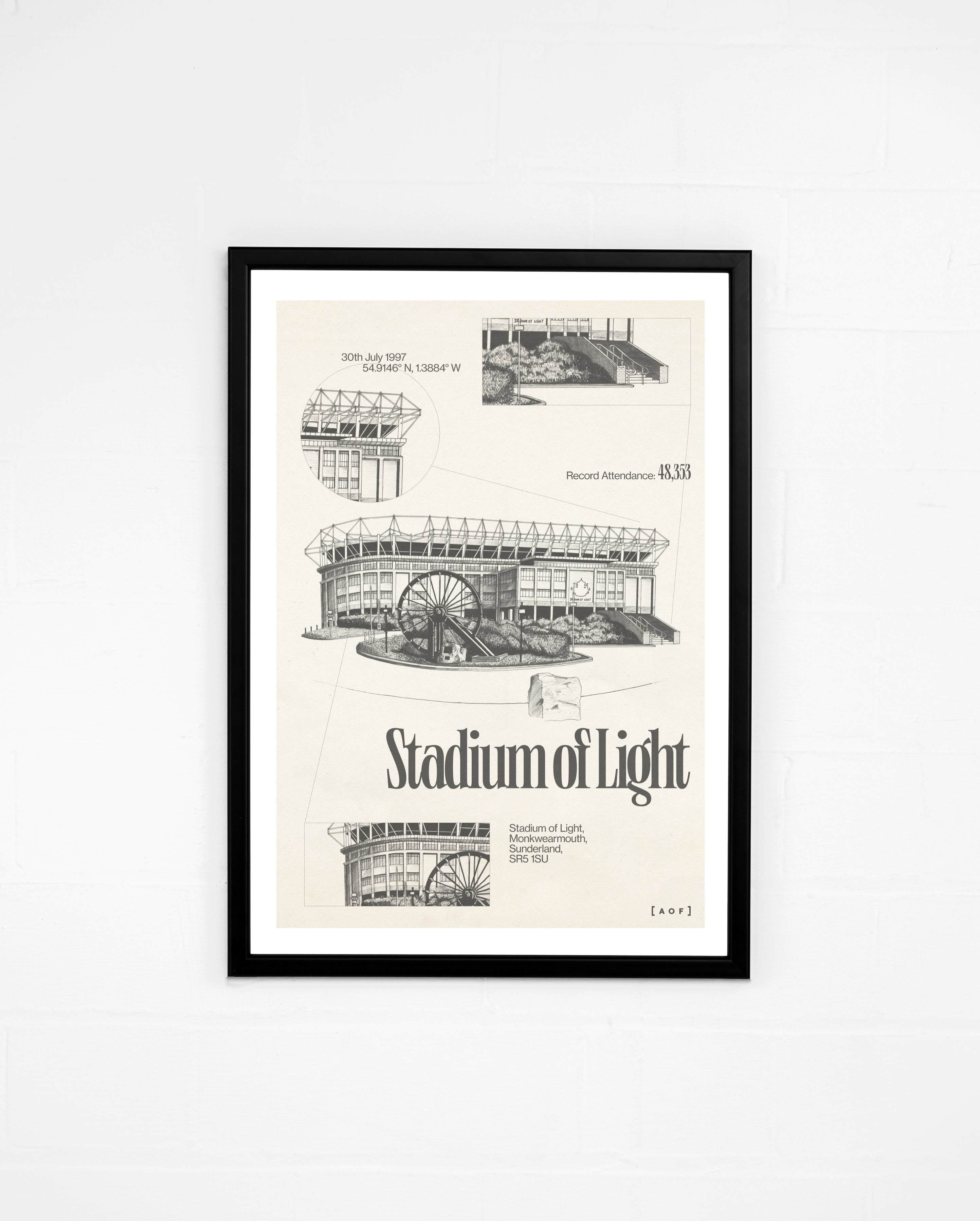 ART OF x Sunderland Black Cats Blueprint Framed Print | Football Art