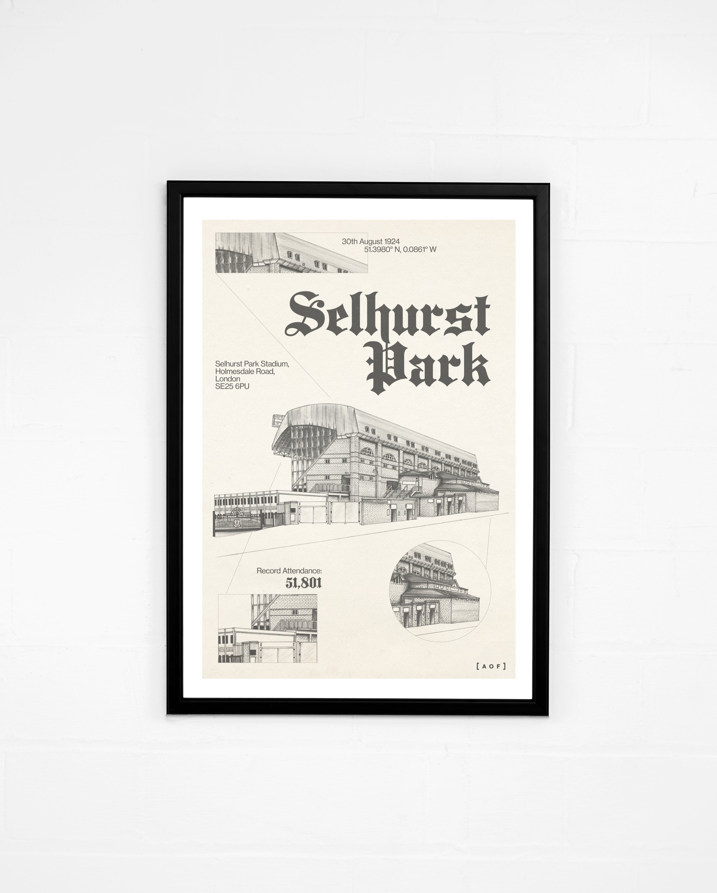 ART OF x Crystal Palace Blueprint Framed Print | CPFC Football Art