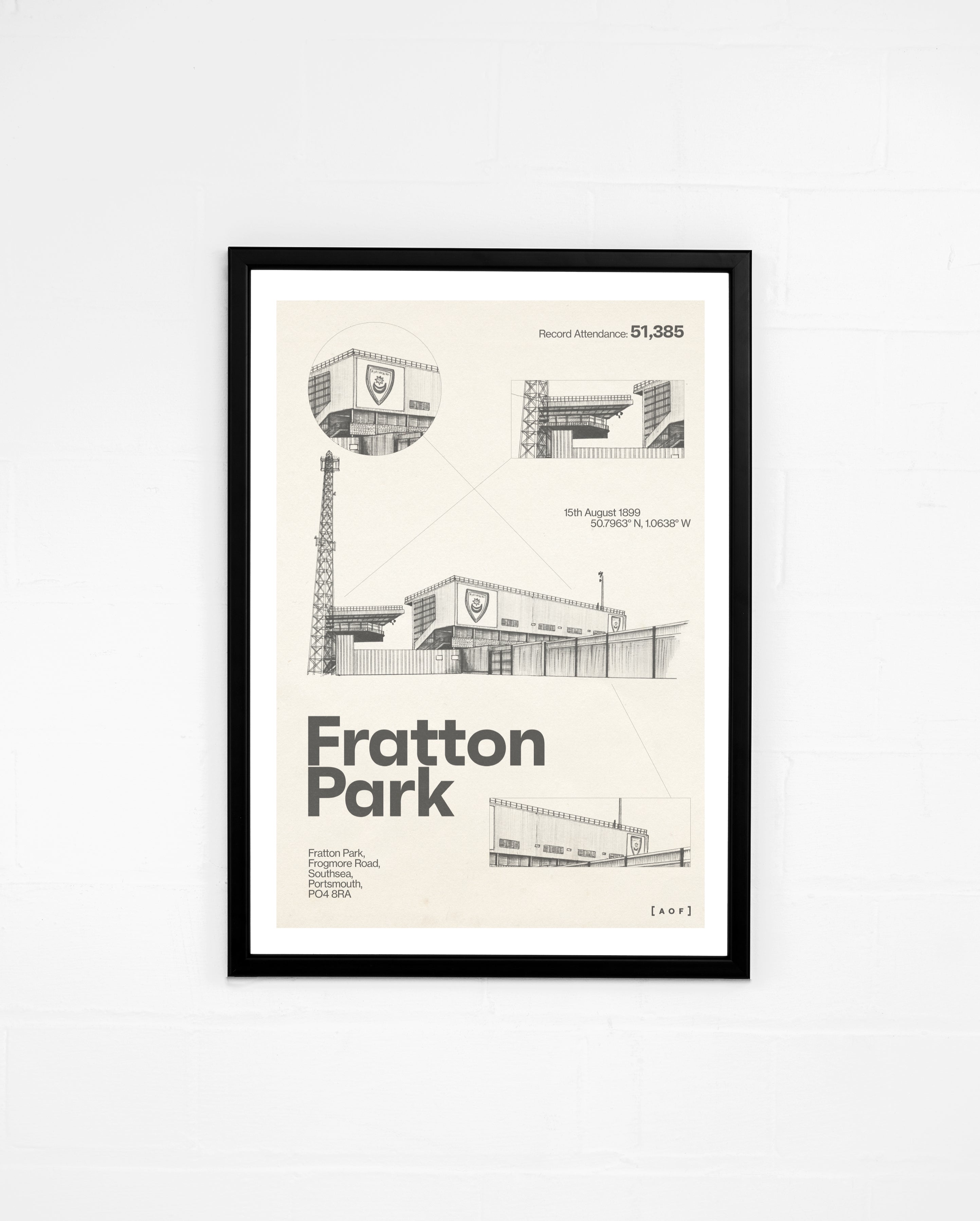 ART OF Portsmouth Blueprint Framed Print | PFC Football Wall Art